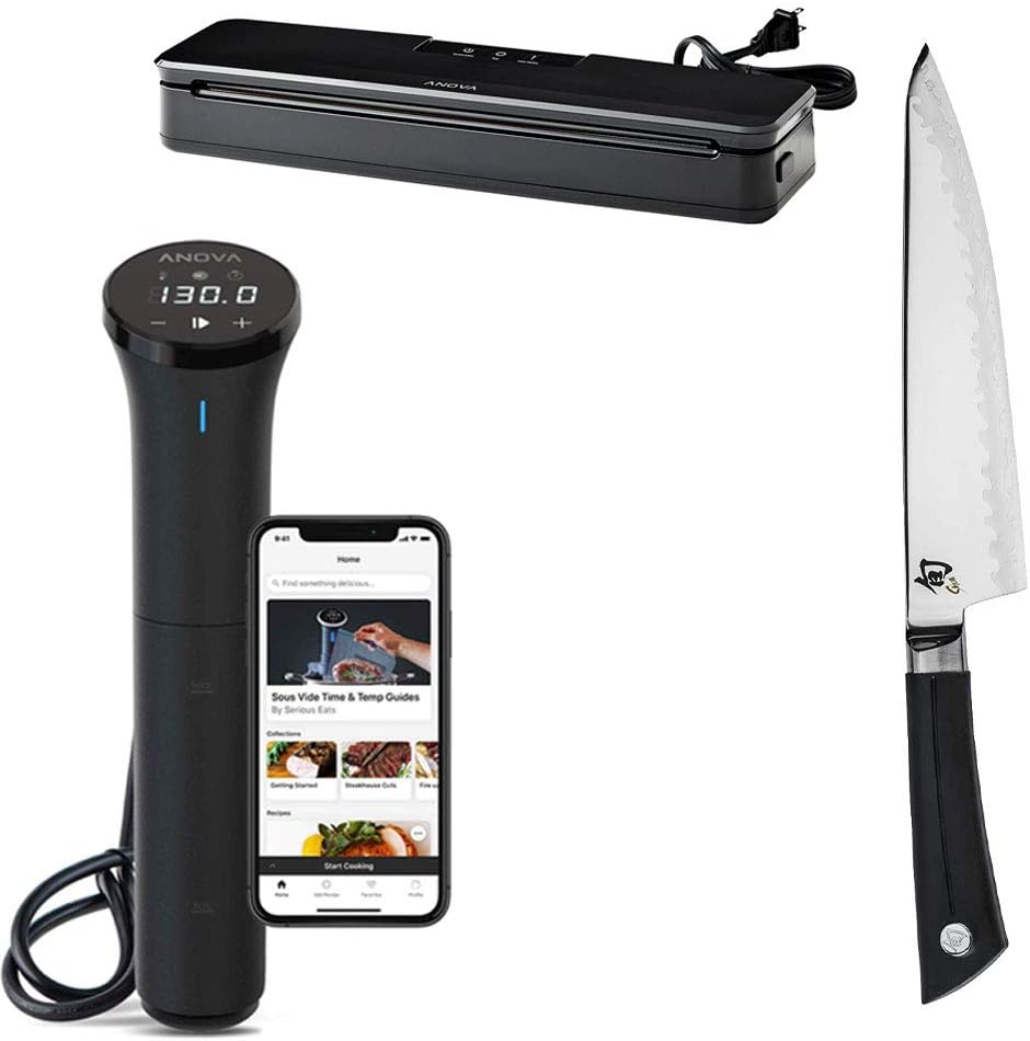 Anova Culinary Bundle With Shun Cutlery Sora Chef's 8" Knife + Anova Culinary Sous Vide Precision Cooker Nano + Precision Vacuum Sealer