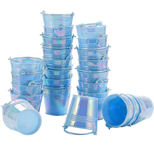 Mini Bucket Set Mini Pails with Handle Party Favor Gift BucketBucket Flower Holder Decorative Mini Bucket Candy Box Buckets for DIY Craft Baby Showers Bridal Shower Wedding Party Blue