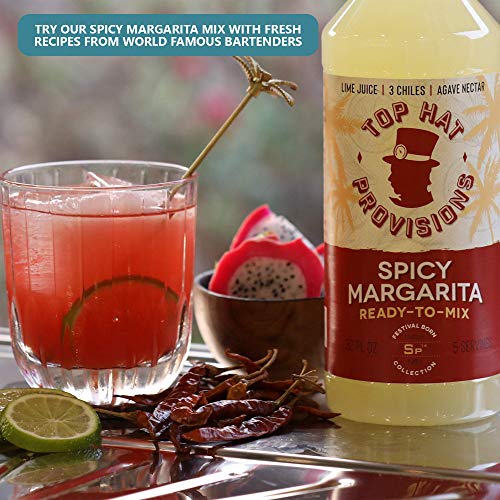 Top Hat Spicy Margarita Drink Mix Keto Friendly Made with 3 Chiles, Pineapple, Organic Agave