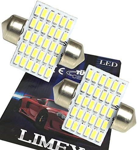 LIMEY Super Extremely Bright T8 28mm Car LED Bulbs White 3014SMD(30-pieces) 12-24V 2set