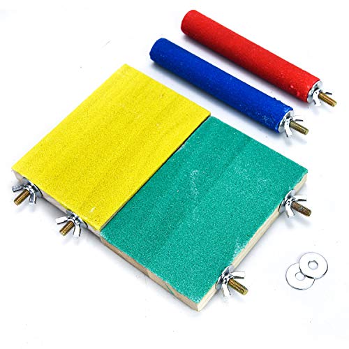 Vumdua 4 Pcs Bird Perch Stand Toy, Wood Parrot Perch Stand Platform Paw Grinding Stick, Bird Cage Accessories Exercise Toys for Cockatiels Budgies Parakeet