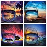 4 Pack 5D DIY Diamond Painting Set Decorating Cabinet Table Stickers Crystal Rhinestone Diamond Embroidery Paintings Pictures for Study Room,Cup (25X25CM/9.8X9.8inch)