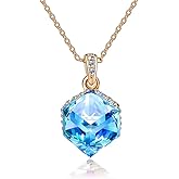 EVEVIC Color Changing Cubic Austrian Crystal Pendant Necklaces for Women 14K Gold Plated Hypoallergenic Jewelry