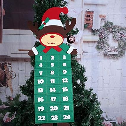 Data Natale.Data 1 24 Fai Da Te Feltro Natale Calendario Dell Avvento Albero Di Natale Conto Alla Rovescia Calendario Anno Nuovo Alce Appeso Feltro Calendario Ornamenti Ldcre Amazon It Fai Da Te