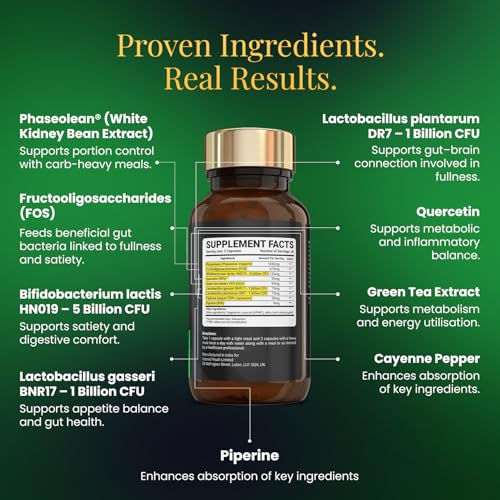 All in 1 Appetite Support - Appetite Suppressants for Women and Men - Weight Loss Pills that Work Fast - Clinically Studied Gut Health Prebiotic + Probiotics + Natural Extracts - 30 Day Supply