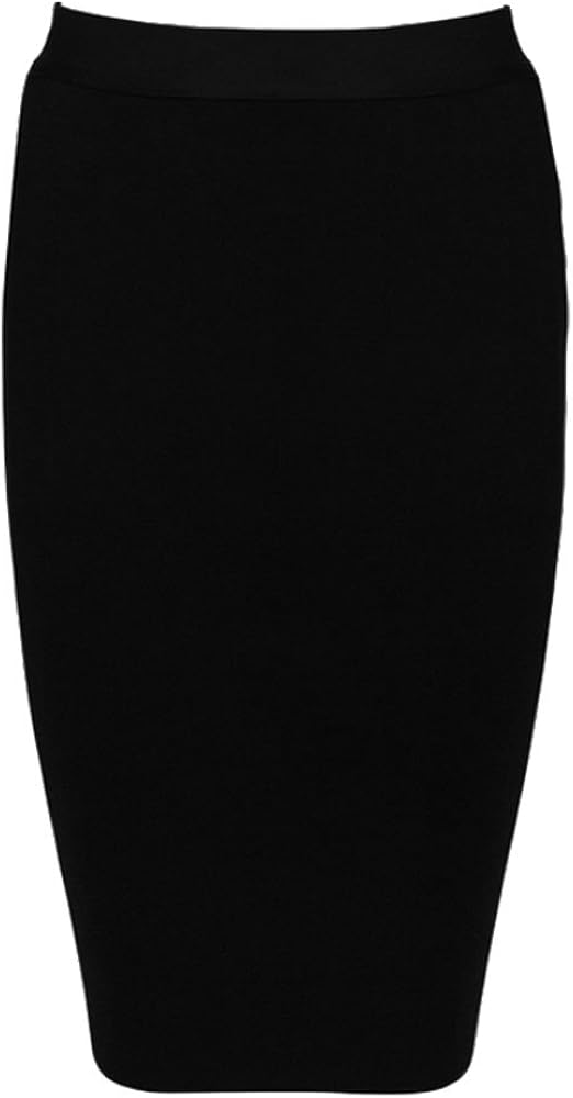 HLBandage High Waist Pure Color Knee Length Rayon Bandage Skirt: Clothing