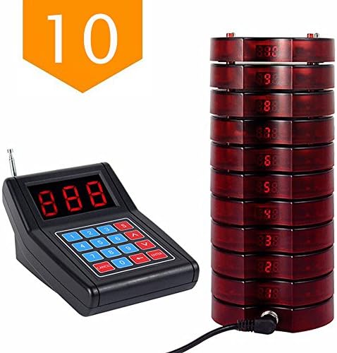 NATAMO 10 Call Coaster Pager and Beeper Wireless Restaurant Pager System Portable Rechargable Restaurant Buzzers Guest Paging System Beeper Calling System with Keypad Call Buttons