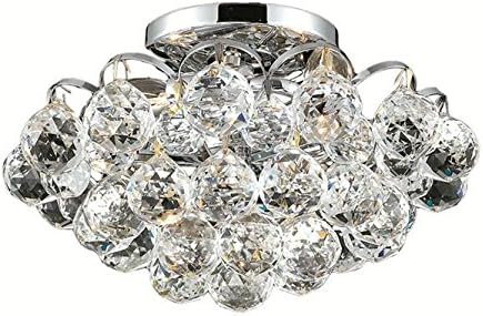 Brigitte Chrome Modern 4-Light Semi Flush Mount Heirloom Handcut Crystal in Crystal (Clear)-6890F12C-RC--12" W/D