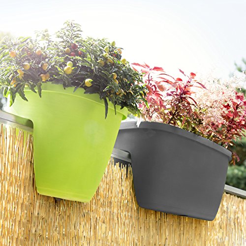 POETIC/EMSA - Geländertopf für den Außenbereich - Pflanzgefäss für Balkongeländer - Mit Wasserreservoir - Farbe Granit… – Bild 7