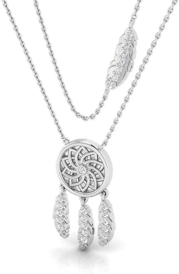 1/4 ctw Dream catcher Sterling Silver Lab Grown Diamond or Lab Created DiamondPendant for Women. Jewelry Gifts.