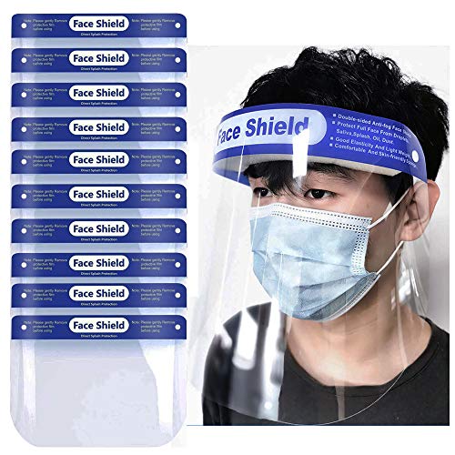 Suimiki 10pcs Transparent Safety Face Shield Reusable Protective Shield