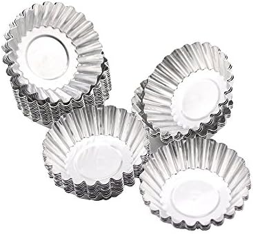 Thickyuan New Egg Tart Aluminum Cupcake Cake Cookie Mold Lined Mould Tin Baking Tool Egg Tart Baking Mold Reusable (48pcs)