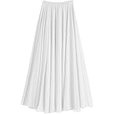 aromm Women's A Line Full or Ankle Length Elastic Waist Pleated Fairy Chiffon Long Skirt