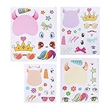 24Pk Make A Unicorn Stickers - Unicorn Party Favors - Fun Craft Project Unicorn Party Supplies - Let Your Kids Get Creative & Design Their Favorite Unicorn Stickers