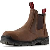 SUREWAY Men's Slip-On Work Boots for Men,Full Grain Leather,Anti-Static,Water/Slip Resistant,Fire Station Mechanic Industrial Construction Safety Boots/Shoes for Men