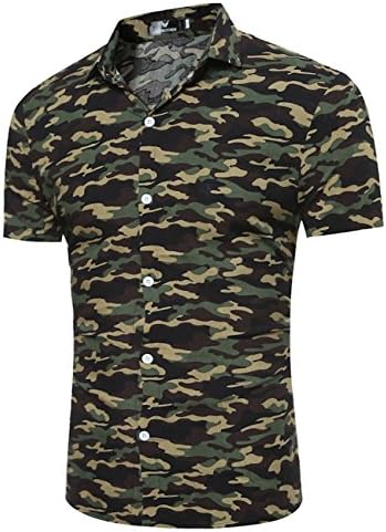 Hmamliel Men's fashion leisure camouflage button shirt t-shirts