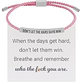 Choistily Dont Let The Hard Days Win Bracelet for Women Adjustable Handmade Braided Bracelet Stainless Steel Tube Engraved Inspirational Bracelet for Women Men Inspirational Jewelry Gifts