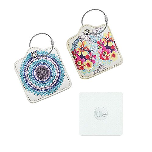 for-Tile-Gen-2-Finder-Key-Finder-Phone-Finder-Anything-Finder-Tile-Mate-Case-Cover-with-Keychain-Tile-Mate-Skin-PU-Leather-Protection-Flower