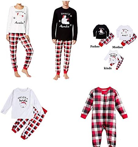 Papa Mama Kids Baby Bearly Awake Christmas Matching Family Pajamas Set for The Family