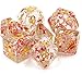 Dice DND Polyhedral Dice Set RPG Dice for Dungeons and Dragons Pathfinder Role Playing Games Table Games Transparent Dice with Glitter & Silver Red Petal Dice