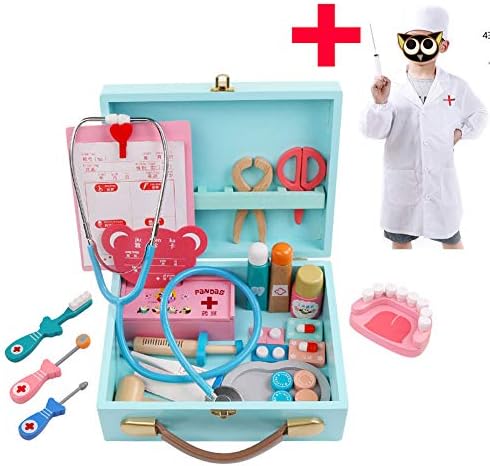 Doctor Toys Set Box for Children's Wooden Toy Medical Kits Simulation Medicine Box Doctor Nurse Medical Toy Set for Toddler Boys Girls