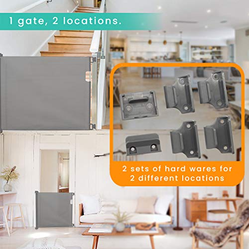 Retractable Baby Gate, GIROBE Mesh Safety Gate for Babies and Pets, 34" Tall, Extends to 54