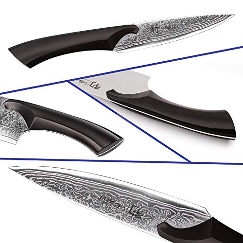 5 inch Damascus Utility knife by Findking-New Design Cheetah series-9CR18MOV damascus steel w/ebony wood handle