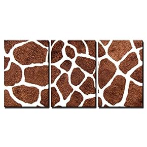 3 Piece Canvas Wall Art - Giraffe Skin Pattern for Background - Modern Home Art Stretched and Framed Ready to Hang - 16"x24"x3 Panels