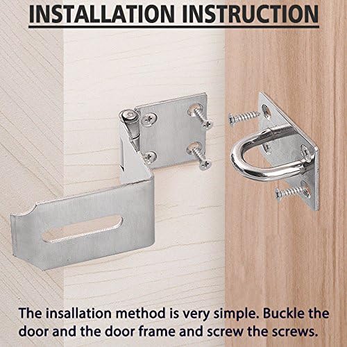 SAYAYO 90 Degree Hasp and Staple SUS304 Stainless Steel 4 Inches Right Angle Padlock Hasp Door Lock Gate Latch for Sheds Windows - Image 5