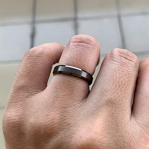 image for iTungsten 4mm Gunmetal Tungsten Rings for Women Men Wedding Bands Matt