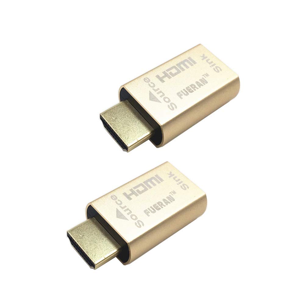 FUERAN Hdmi Edid Emulator Passthrough Dongle Eliminated Emulator Adapter 3rd Generrtion Work with Mac Thunderbolt to HDMI Switches/Extender/AV Receiver/Video Splitters -1280x800@60Hz-2pack
