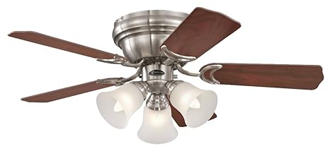 Westinghouse Contempra 7207340 Deckenventilator, A++ to E, Metall, E27, gebürstetes nickel, 90 x 90 x 34 cm