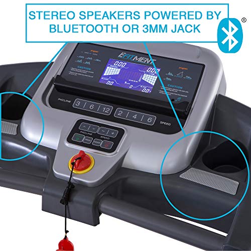 EFITMENT Auto Incline Bluetooth Electric Treadmill Machine w/Speakers & Folding for Running, Jogging, Walking, 220 LB Max Weight, LCD & Pulse Monitor, Ipad/Tablet Holder - T012