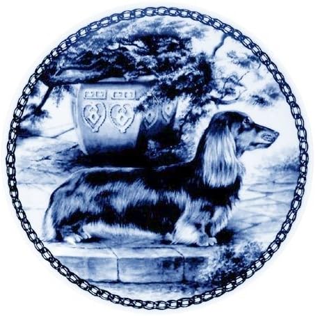 Dachshund Miniature-Longhaired / - Lekven Design Dog Plate 19.5 cm /7.61 inches Made in Denmark NEW with certificate of origin PLATE #7247