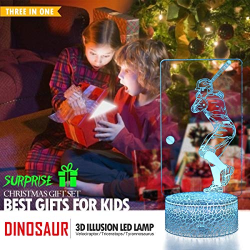 image for TYMYi Baseball Toys Night Light - 3D Baseball Night Lamp 7 Colors Opti