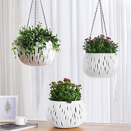 seishin White Hanging planters Indoor Plants Drainage Hanging Baskets