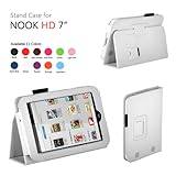 Exact(TM) PU Leather Folio Case for Nook HD 7 Tablet White (Support Auto Sleep/Wake Function)
