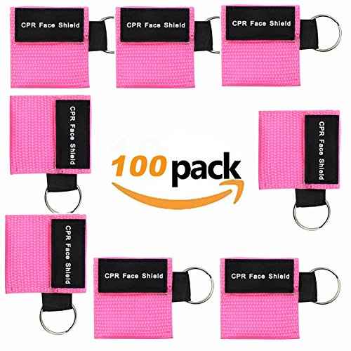 CPR Kit,100 pack CPR Mask, One-way Valve Emergency Face Shields Rescue Baby and Adult Cpr Pocket Mask for First Aid, (100 Packs) (Pink) - Thumbnail 5