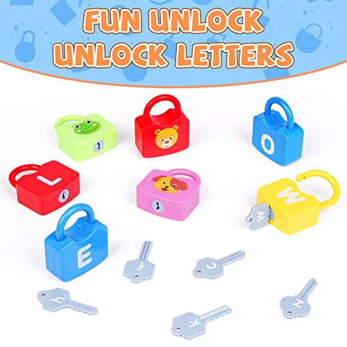 AXEARTE Montessori Educational Toys Alphabet Learning Locks and Keys