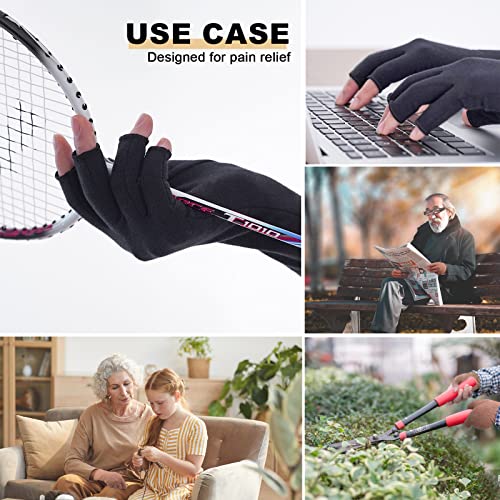 Racvofy Arthritis Gloves, Fingerless Gloves, Relieve Muscle Pain, Comfortable Fit Compression Gloves for Arthritis, Rheumatiod, Tendonitis, Carpal Tunnel Pain, Computer Typing, Dailywork (Black, S)