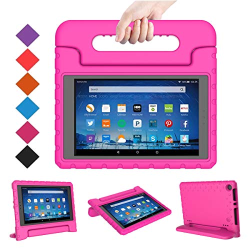 BMOUO Case for All-New Fire HD 8 2017/2018 - Light Weight Shock Proof Convertible Handle Kid-Proof Cover Kids Case for All-New Fire HD 8 Tablet (7th and 8th Generation, 2017 and 2018 Release), Rose
