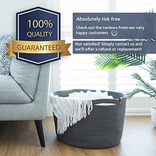 DENJA & CO Extra Large Blanket Basket for Living Room Decorative