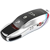 LIMBQS Car Key Protection Keychain, Key Cover Comptatible with Porsche Cayenne Panamera 911 (Old Silver)