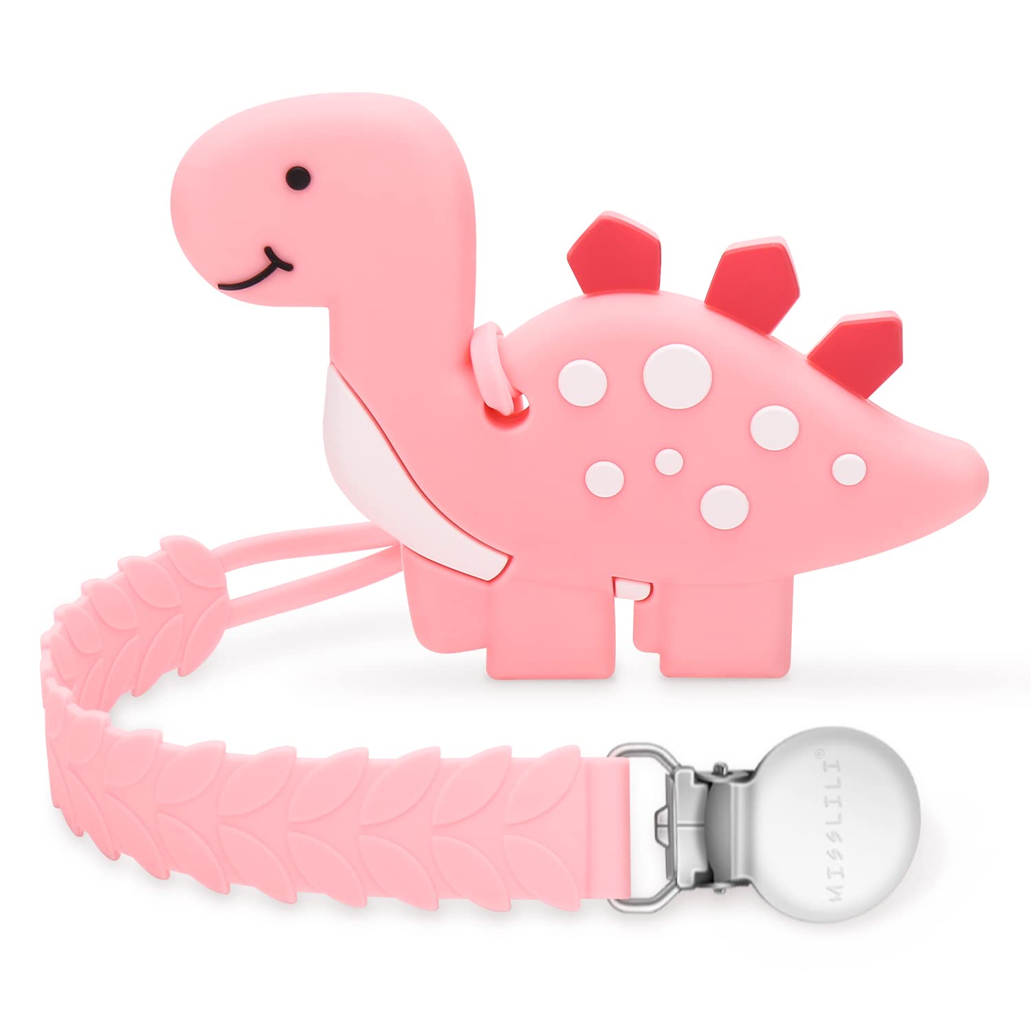 CLDY Teething Toys for Baby, Chew Toys for Autistic Children Dinosaur Pink, Baby Toys 3+ Months, Sensory Chew Toys, BPA Free Silicone Teether for Toddler Infant, Toddler Newborn Baby Shower Gifts