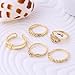 weel 5 pcs/set Peach heart leaves crown suit ring Set (Gold)