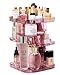 Upgraded Makeup Organizer 360º Smooth Spinning Sturdy Acrylic (NOT PLASTIC) Cosmetic Storage Display Case for Brushes Lipsticks Rings-Free Returnless Replace Warranty (Pink)
