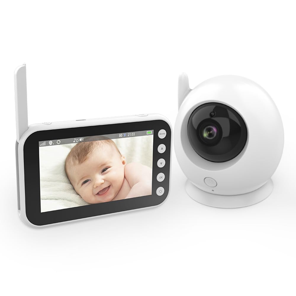 Photo 1 of Swokely WiFi Baby Monitor with Camera and Audio-4.3in LCD Display Video Monitor with 720P Camera, 2.4GHz FHSS, 2-Way Talk, Temperature Detection, Night Vision, 8 Lullaby, 300m Range, 2000mAh Battery