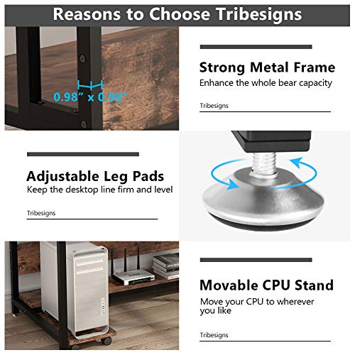 Tribesigns 55 Inches Large Computer Desk with Hutch, Modern Writing Desk with Bookshelf, PC Laptop Study Table Workstation for Home, Vintage + Black Legs