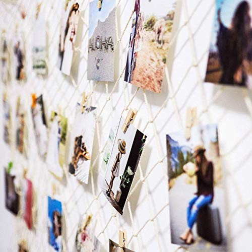 HAYATA ⭐️Photo Hanging Display with 40 Clip Fishing Net Wall Decor - Picture Frames & Prints Multi Photos Organizer & Collage Artworks - Nautical Decorative Dorm Bedroom Christmas Decorations