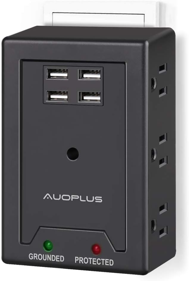 Multi Plug Wall Outlet Extender, AUOPLUS 6 Outlet Power